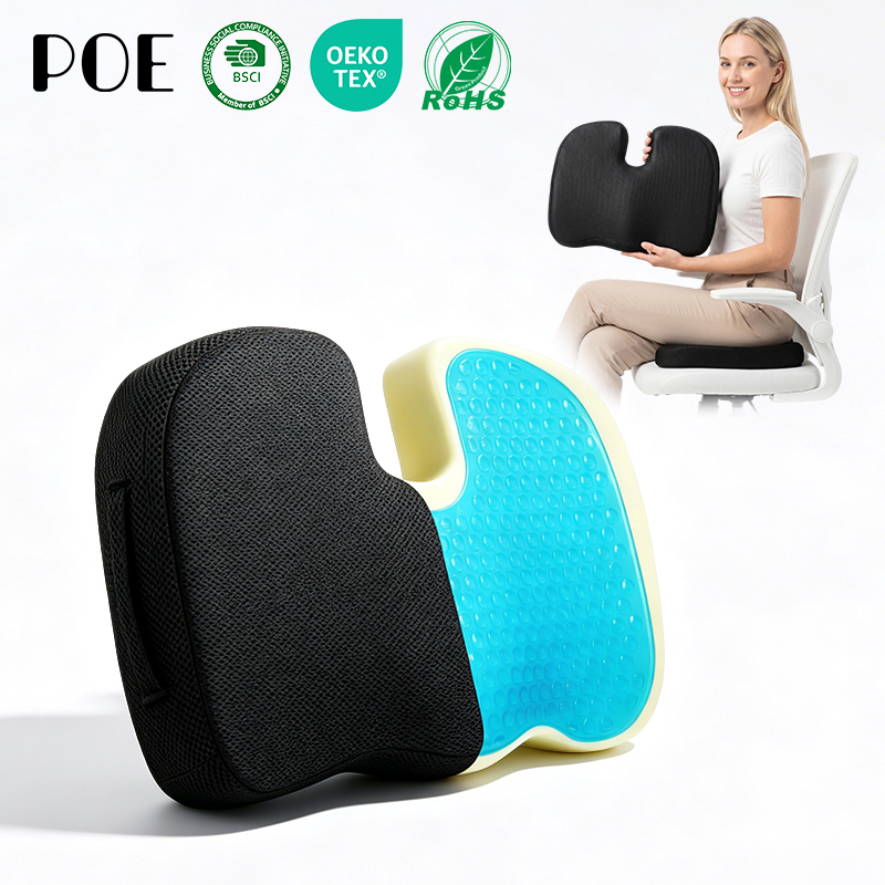 Factory Hot Selling Customized Portable Orthopedic Cooling Anti slip Office and Home Thick Memory Foam Gel Seat Cushion
