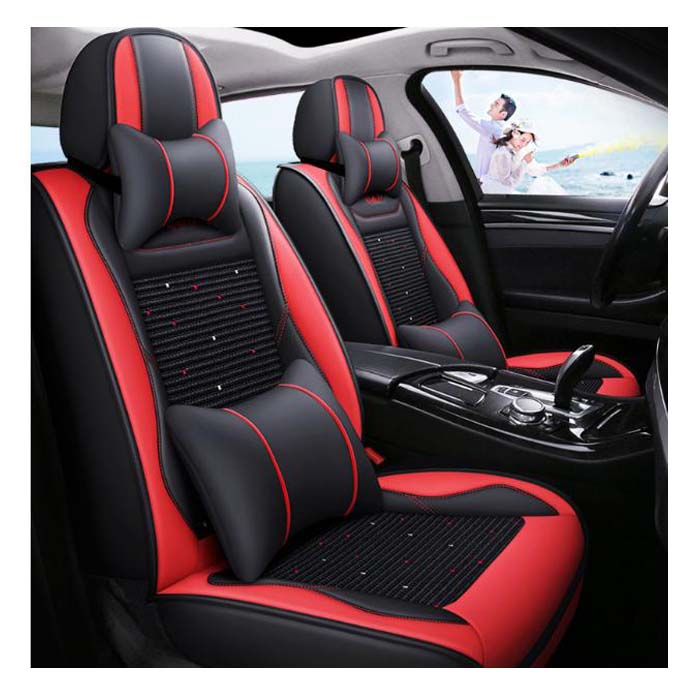 Car Protector Luxury Car Leather Ice Silk Breathable Seat Cushion Cartoon Seat Covers Full Set Universal Fit for Car