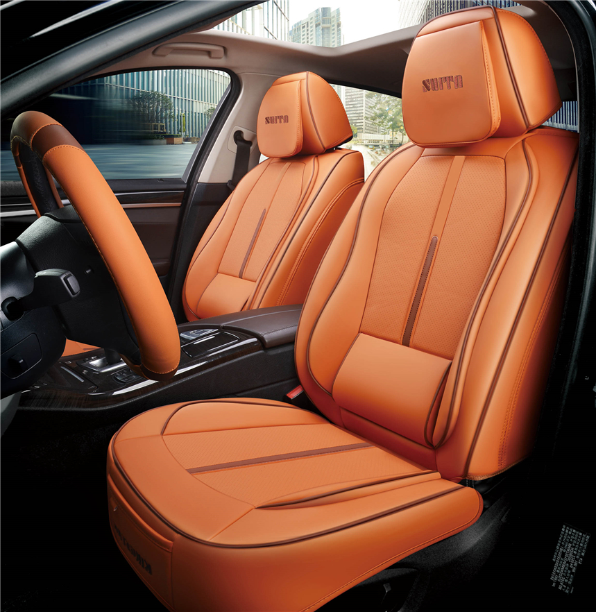 Customized 5pcs Full Set SUV Car Seat Covers Luxury Leather Cushion Covers for Golf/Passat/CC Universal Fit Airbag Compatible
