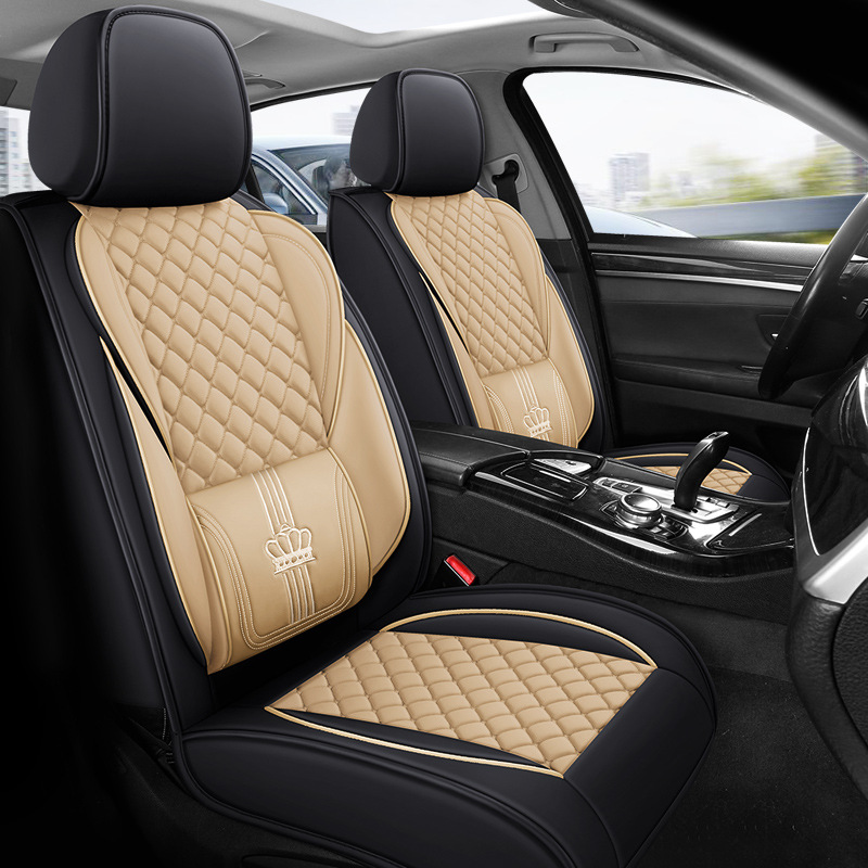 Gray Waterproof Cover Durable Well Fitting Front and Back 5 Seaters Full Set Nappa Leather Universal Car Seat Cover