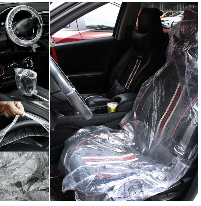 Universal Waterproof Car Interior Disposable Car Seat Cover Kit PE Plastic Film Cover 4 in 1/5 in 1 Repair Protective Sets