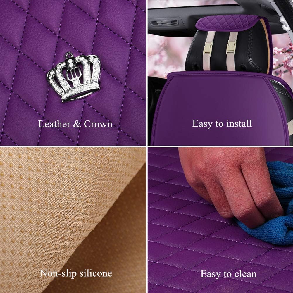 MESOROCK Luxury and Durable Custom Car Seat Covers Purple Leather Car Seat Covers Compatible Universal Fit Most Car