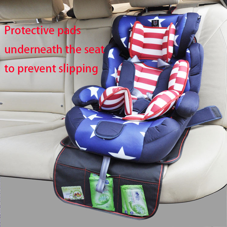 New Arrival Luxury Child Car Seat Protective Cushion, Child Safety Seat Anti-slip Mat with Toy Storage Bag for Children Safety