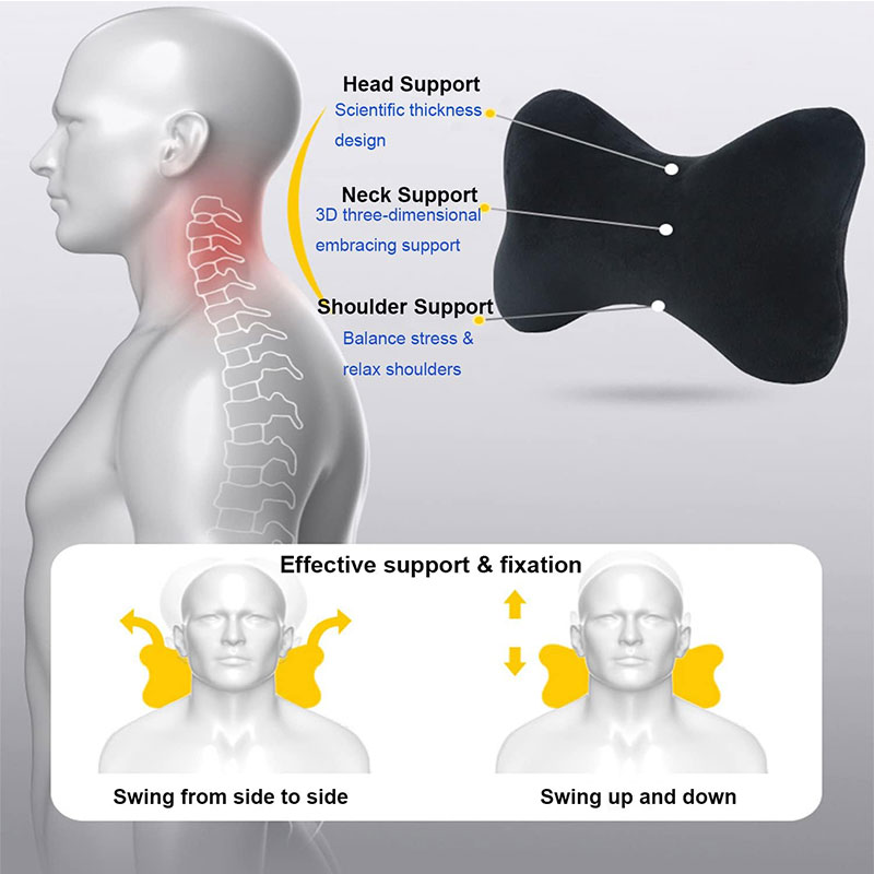 Car Supplies Memory Foam Head Pillow Neck Removable Cover Support Breathable Comfortable Ergonomic for Car Travel