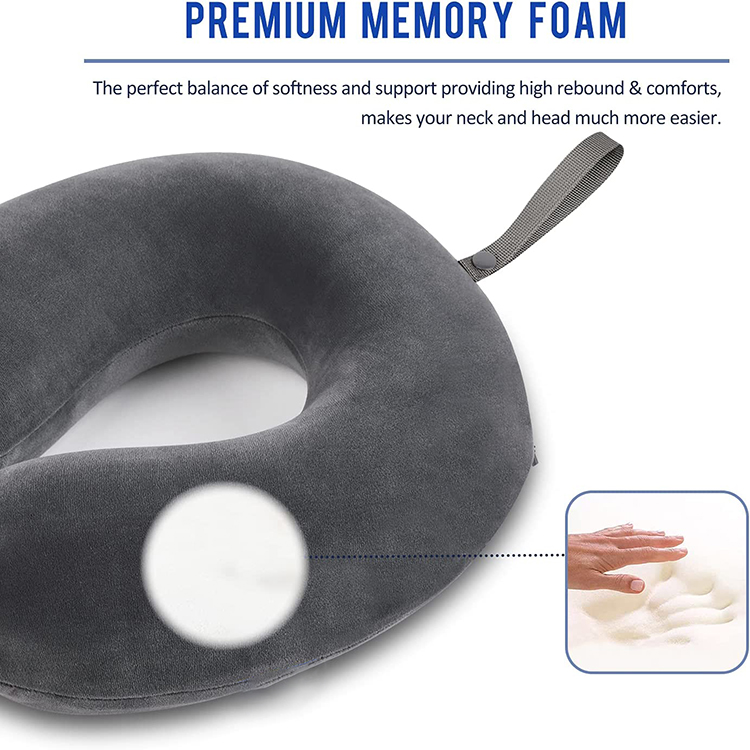 Portable U-Shaped Memory Foam Travel Pillow Ergonomic Cervical Neck Support for Airplane Car Seats Offers Relief