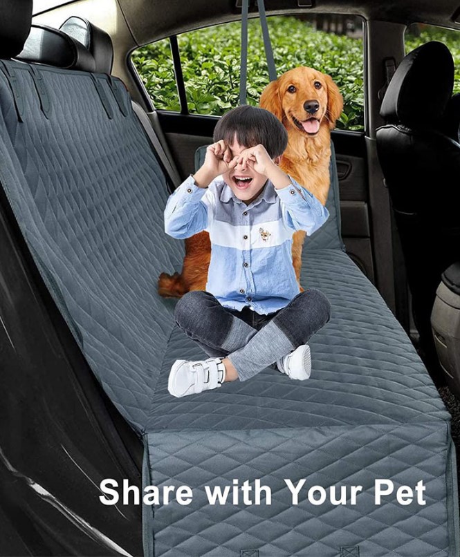 Large Waterproof Dog Seat Cover 600D Heavy Duty Oxford Material Scratch Proof Non-Slip Soft Back Seat Hammock for Pets