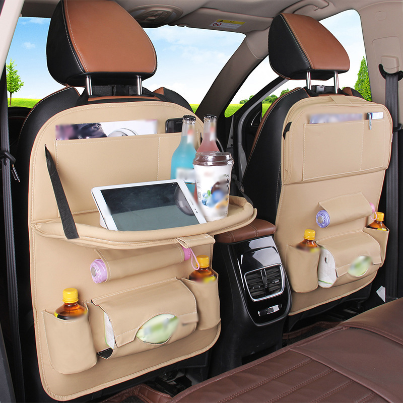 QEEPEI Custom LOGO Auto Car Back Seat Organizer With Foldable Dining