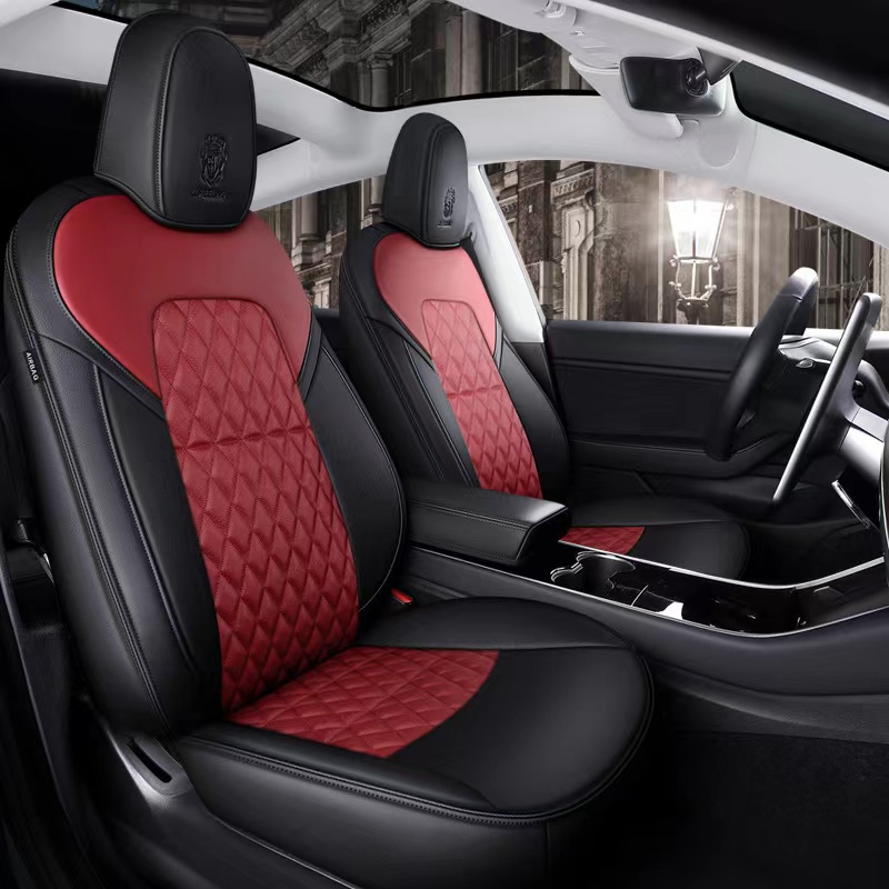 Custom Tesla Model 3 Premium Leather Car Seat Covers Full Covered Fit Set Car Accessories Cushion Cover for Tesla Model Y