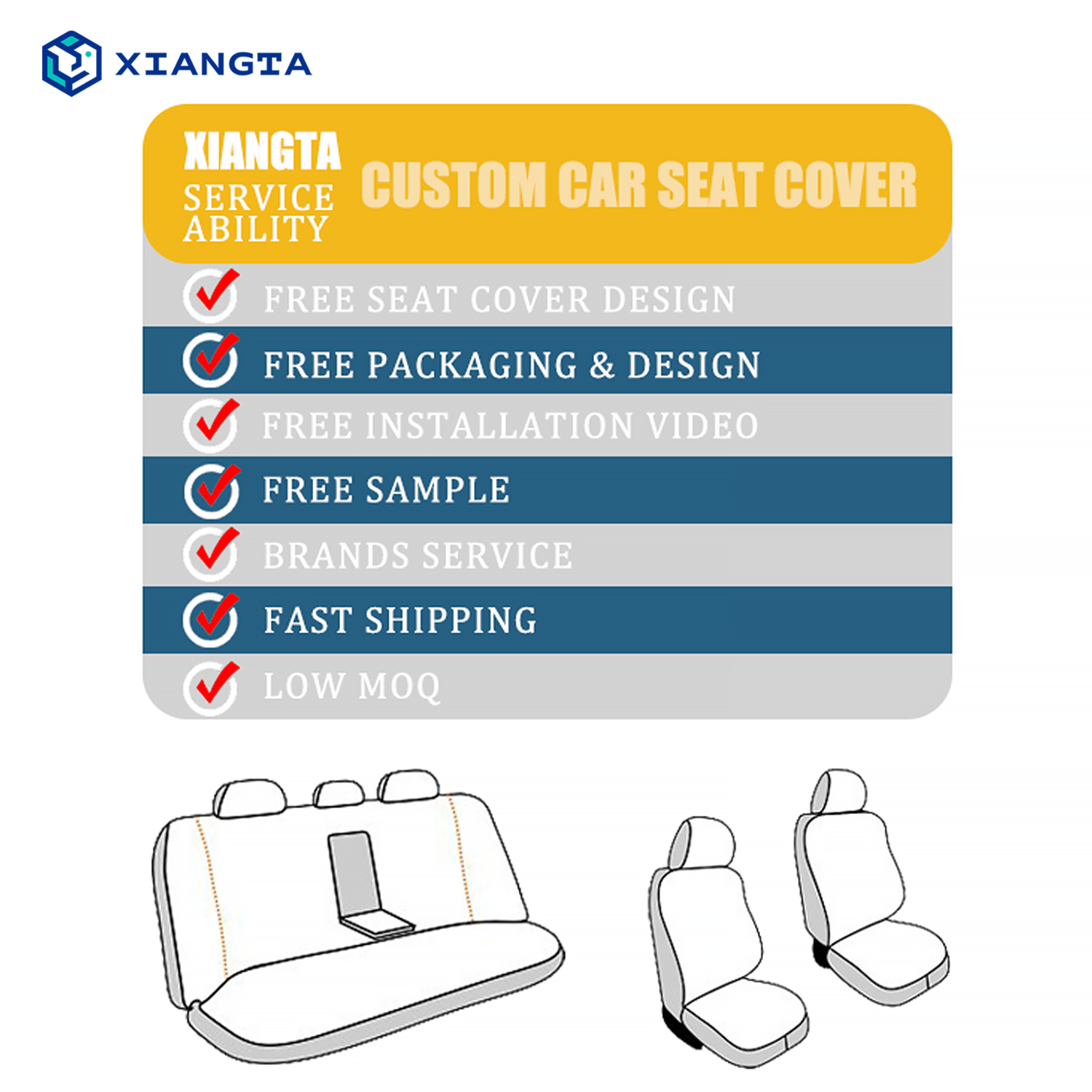 Xiangta Covers Car Leather Seats Protector Universal Luxury Car Interior Cover Toyota Car Seat Covers Full Set for Vehicles