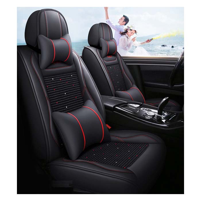 Car Protector Luxury Car Leather Ice Silk Breathable Seat Cushion Cartoon Seat Covers Full Set Universal Fit for Car