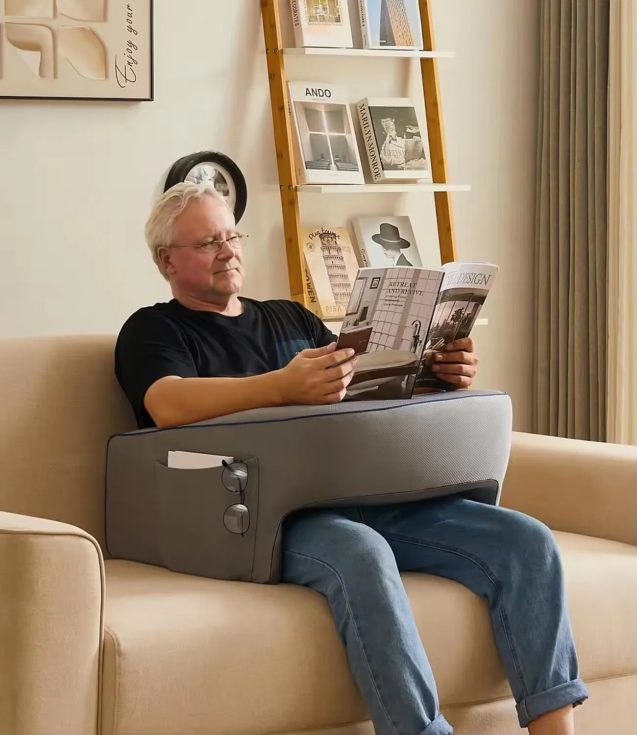 Reading Pillow for Gaming Large Arm Rest Pillow Memory Foam Bed Rest Pillow Soft Bed Cushion