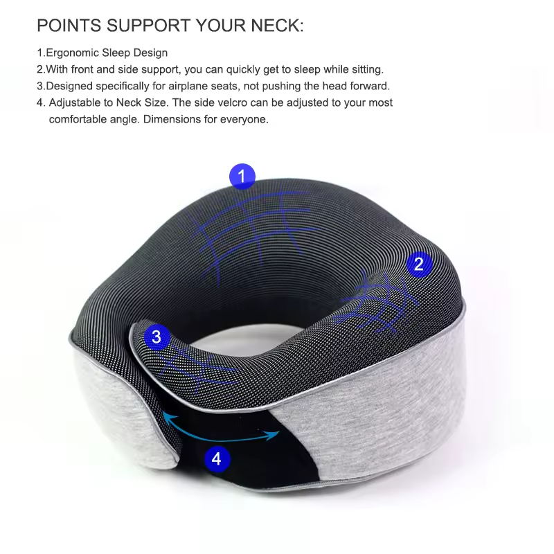 Customization Slow Rebound Memory Foam Neck Travel Pillow Folding Pillow for Camping Airplane Car Office Pillow