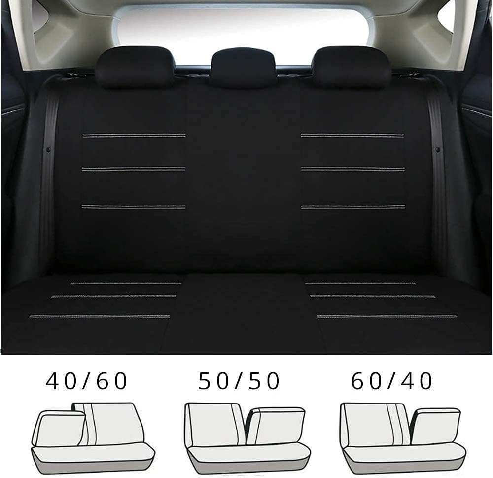 AUTOYOUTH Full Set Car Seat Covers Butterfly Embroidery, Split Rear Bench, Polyester Cloth Universal Fit Car Accessories