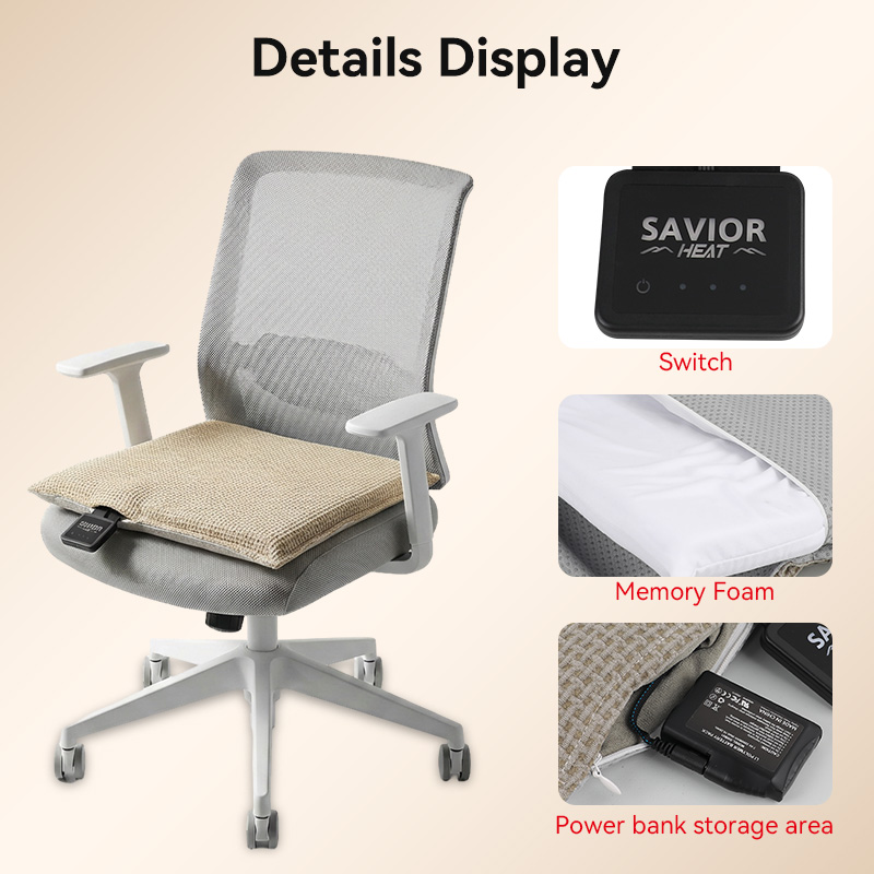 Custom Logo Outdoor Event Durable Warm Pad Quilted Ergonomic Waterproof 5V USB Powered Nano Sliver Heating System Bulk Seat