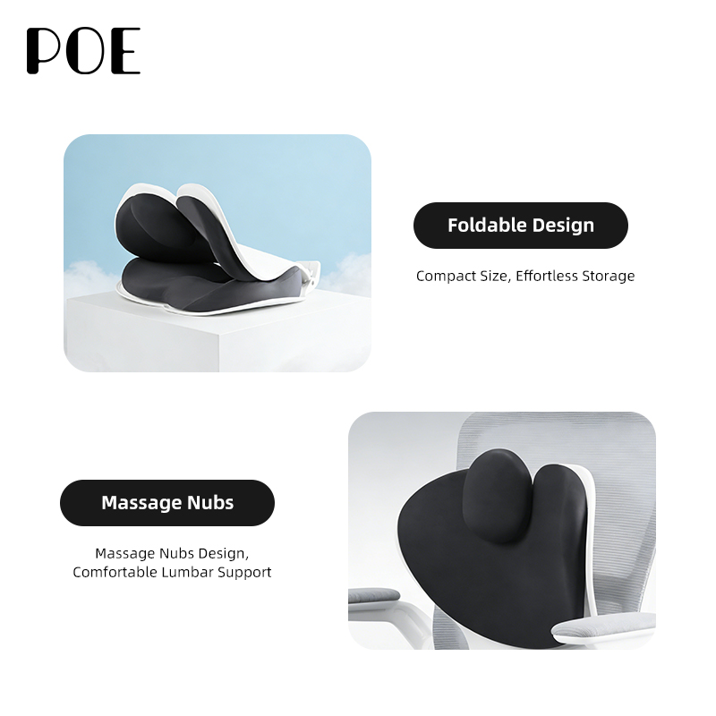 Collapsible Memory Foam Office Chair Cushion 100% Polyester Cover Ergonomic Design for Buttocks Support Removable Washable
