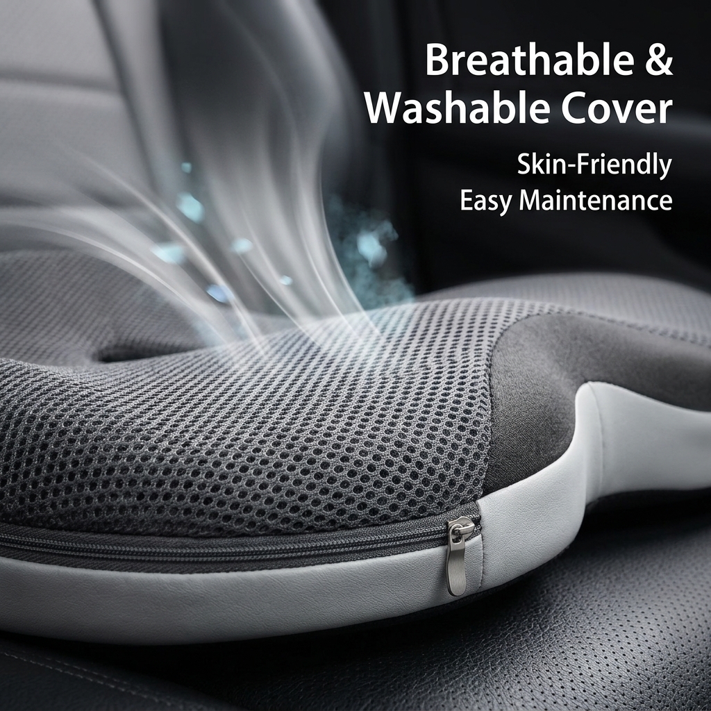 Ergonomic 2-in-1 Memory Foam Car Seat Cushion &amp; Lumbar Support Pillow For Lower Back Pain Relief, Washable Coccyx Pad OEM ODM