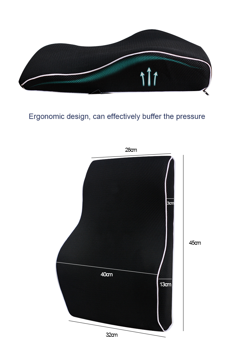 Car Back Support Pillow Chair Cooling Gel Memory Foam Lumbar Pillow