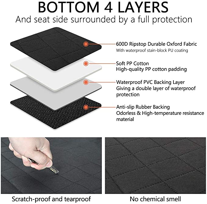 Hot Products Durable 600D Oxford Waterproof Rear Hammock Pet Dog Car Seat Cover With Side Flaps