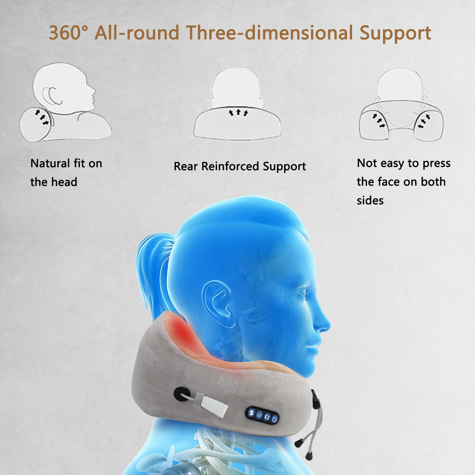 Electric Neck Massager U Shaped Pillow Multifunctional Portable Shoulder Cervical Massager Travel Home Car Relax Massage Pillow