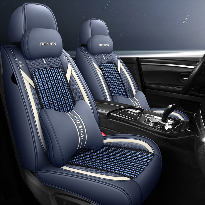 High Quality Breathable Ice Silk Leather Car Seat Covers Brown Good Looking Design Universal Fit Interior Accessory CRV