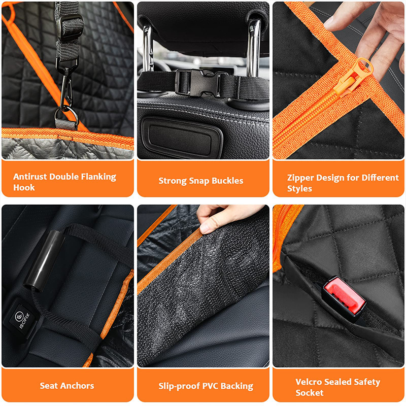 Wholesale Eco-Friendly Anti-Slip Luxury Waterproof Oxford Dog Car Seat Covers for Pet Backseat