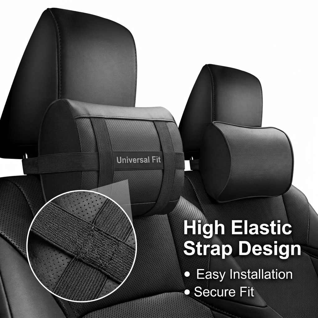 Ergonomic Breathable Mesh Car Neck Headrest Pillow for Driving Pain Relief, Universal Auto Neck Rest Support Cushion OEM Factory