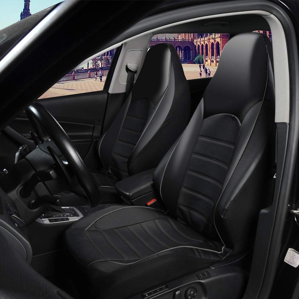 Classic Universal PU Leather Car Front Seat Covers High Back Bucket Seat Cover Fit Most Cars Trucks SUVS, or Vans