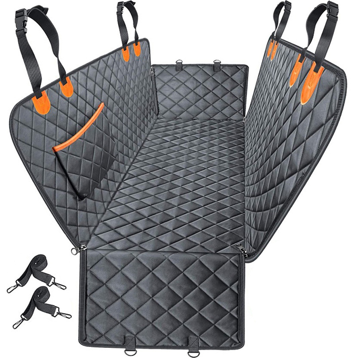 Dog Car Seat Cover, Waterproof 600D Back Seat Protector for Dogs, Scratchproof Hammock with Storage Pocket &amp; Seat Belt Opening