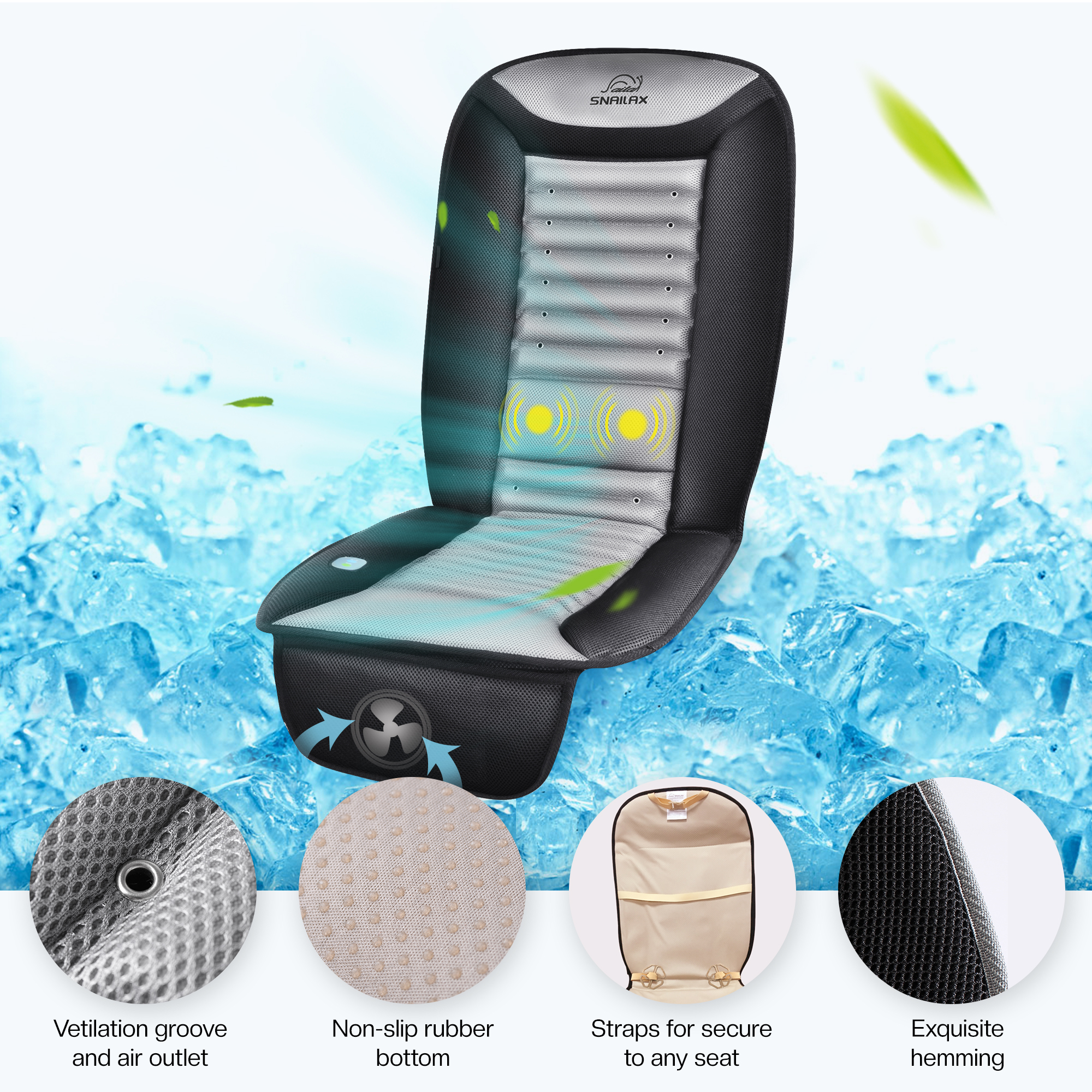 Factory Wholesale Cooling Car Seat Cushion Massage Vibration Air Ventilated Fan Air Conditioned Cooler Cushion Massager