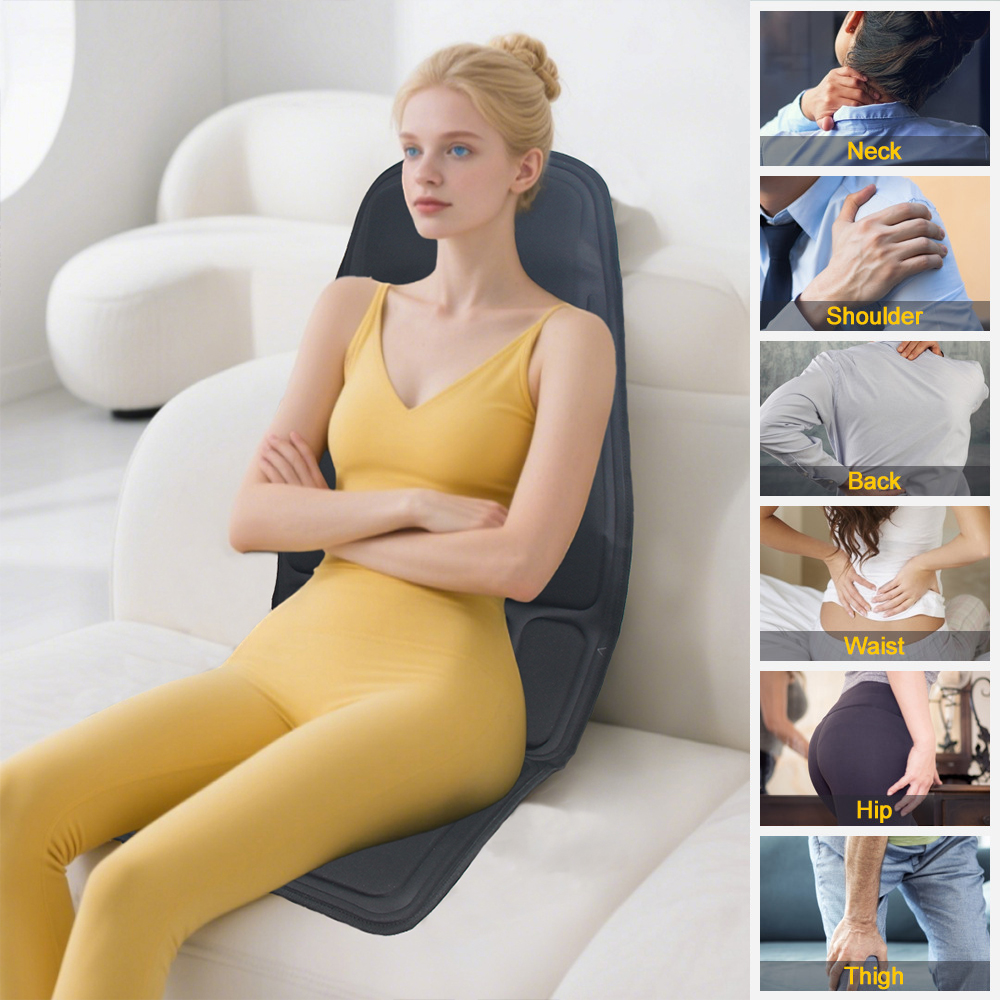 OEM Multi-Function Massage Seat Cushion Shiatsu Vibrating Back/Neck/Hip Massager Chair Pad for Car/Home/Office,Factory Wholesale