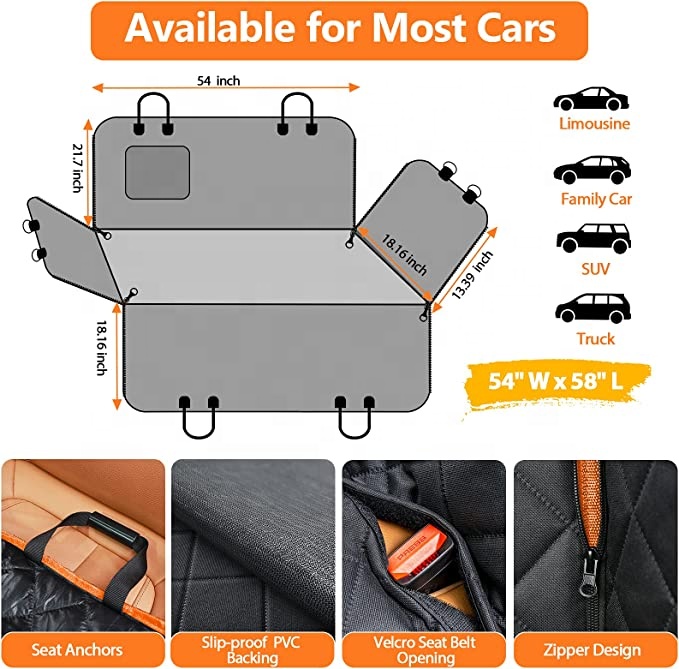 Waterproof Dog Car Seat Cover Soft and Solid Oxford Material With Printed Pattern Perfect Fit for Cars