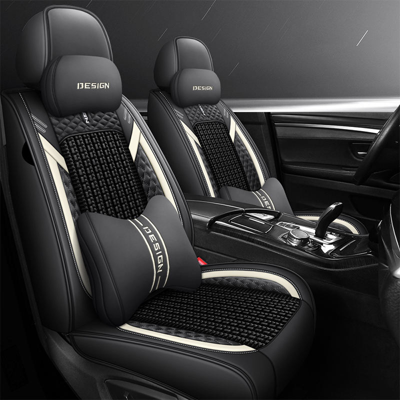 High Quality Breathable Ice Silk Leather Car Seat Covers Brown Good Looking Design Universal Fit Interior Accessory CRV