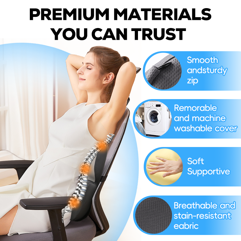 Comfort Portable Pain Relief Orthopedic Memory Foam Lumbar Cushion Ergonomic Back Support Cushion for Office Chair