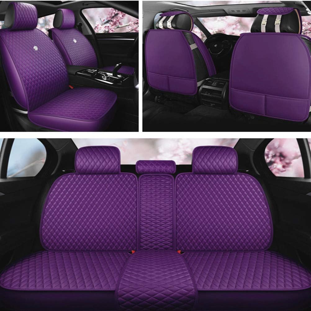 MESOROCK Luxury and Durable Custom Car Seat Covers Purple Leather Car Seat Covers Compatible Universal Fit Most Car