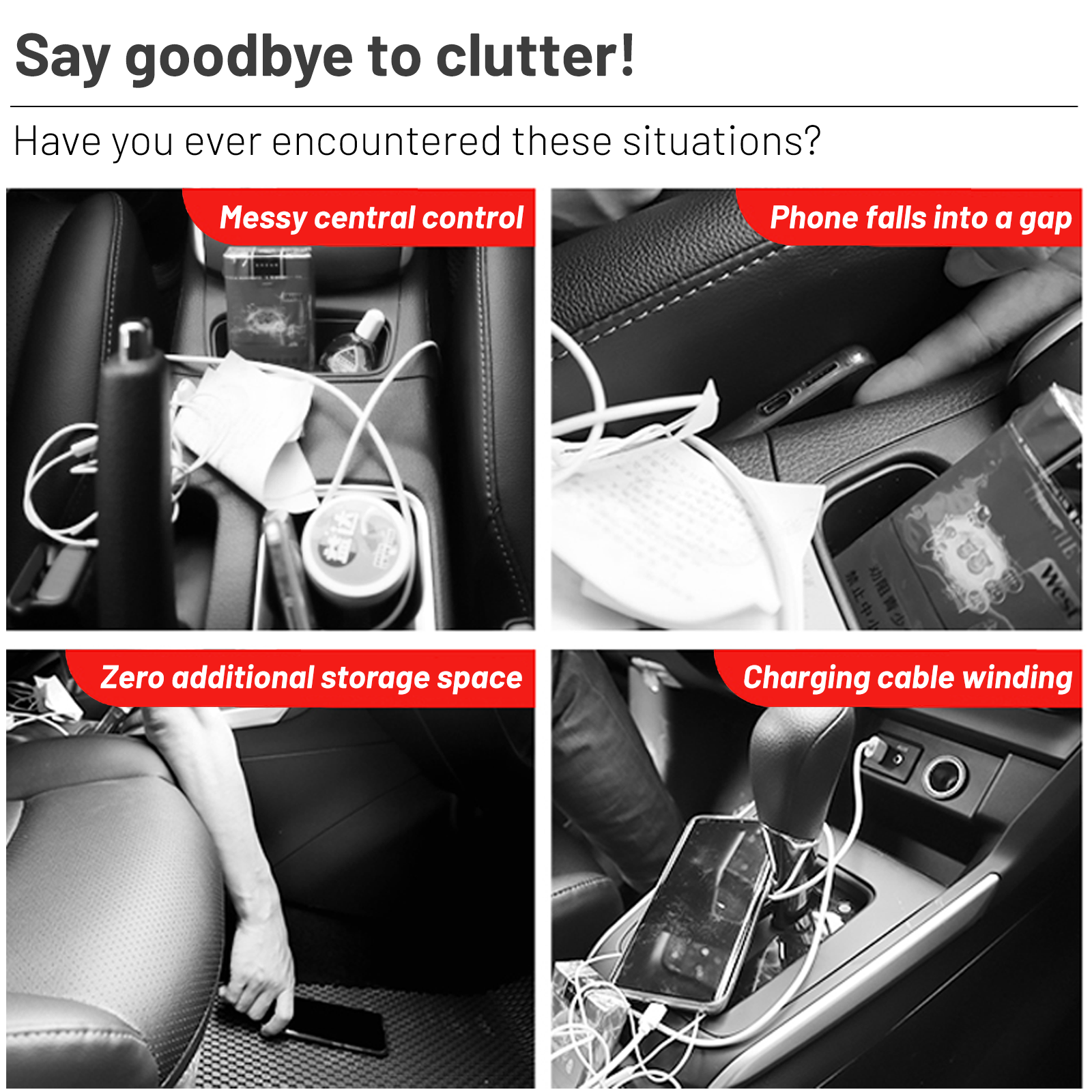 52W Car Seat Gap Filler with Type C USB Fast Charging Port Organizer Console Side Storage Box Between Seats
