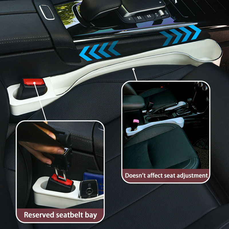 Car Seat Gap Filler Organiser - Upgrade Car Side Seat Gap Filler with Cup Holder and Mobile Phone Holder - 2 Piece Set