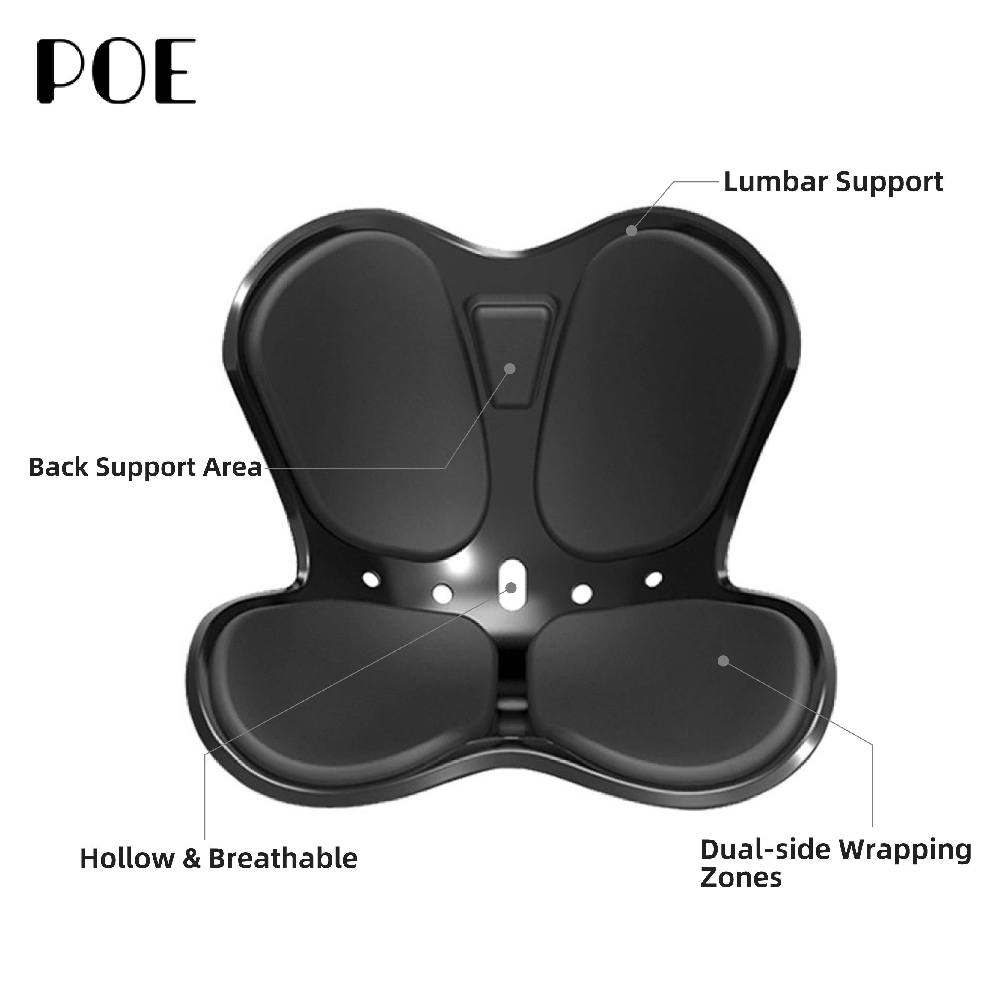 Professional Ergonomic Foldable Memory Foam Filling 100% Polyester Customizable Removable Washable Back Car Lumbar Seat Cushion