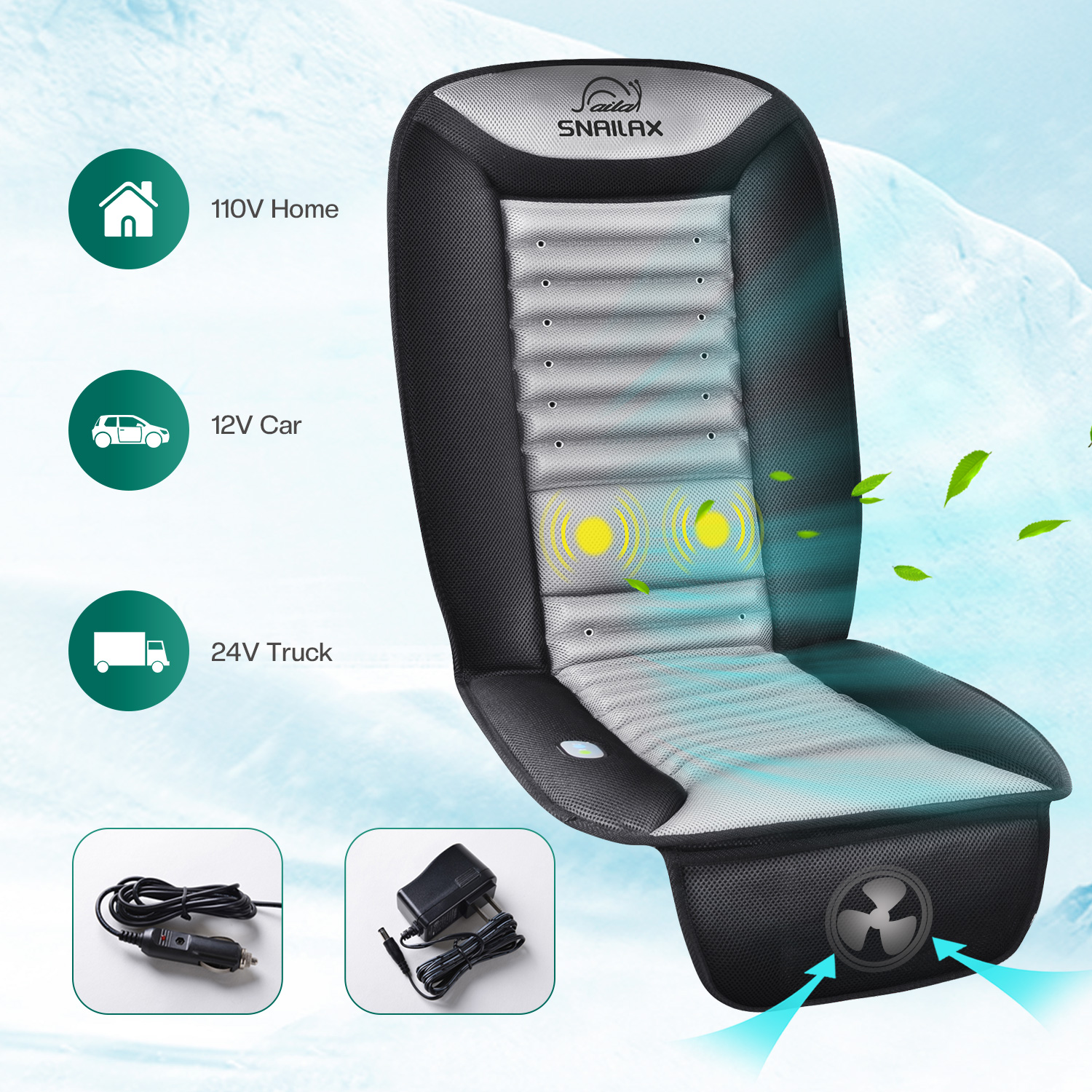 Factory Wholesale Cooling Car Seat Cushion Massage Vibration Air Ventilated Fan Air Conditioned Cooler Cushion Massager