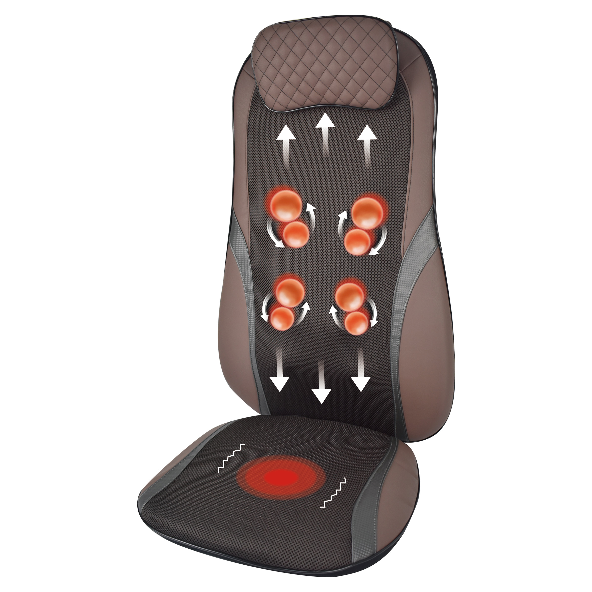 Snailax Shiatsu Electric 3D Shiatsu And Rolling Full Back Kneading Car Massager Seat Cushion