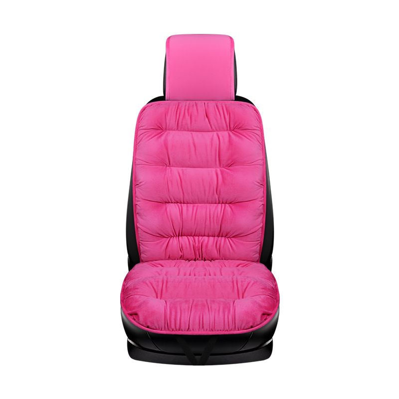 Universal Winter Car Seat Cover Warm Heated Cotton Fabric with Plush Fluffy Backrest Headrest Cushion &amp; Short Front Seat Cover
