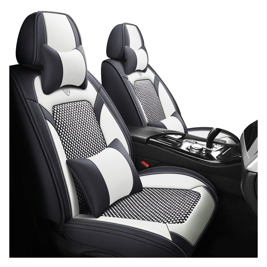 Custom logo Luxury Breathable Interior Accessory Ice Silk Universal Napa Leather Full Set Car Seat Cover Set for Car