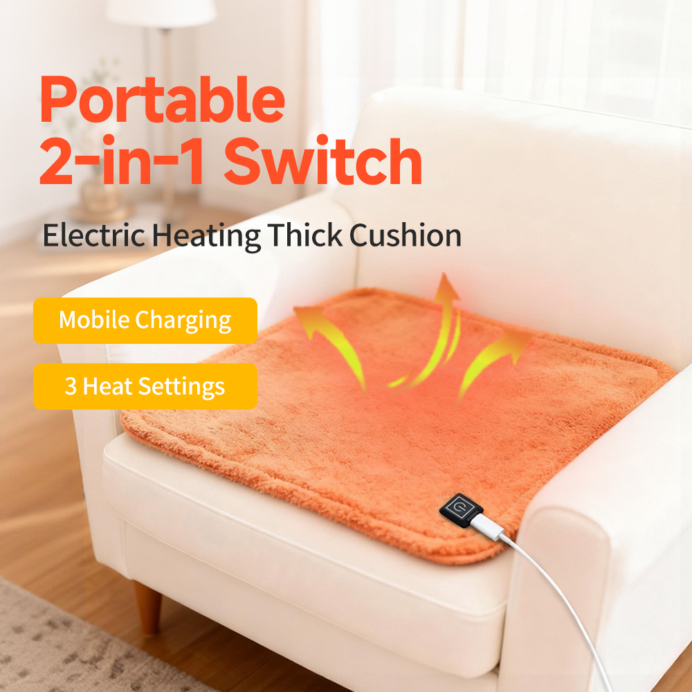 Portable Heated Seat Cushion with USB Heated Seat Cushion for Hips, Heating Chair Pad 3 Temperature Settings with USB Port