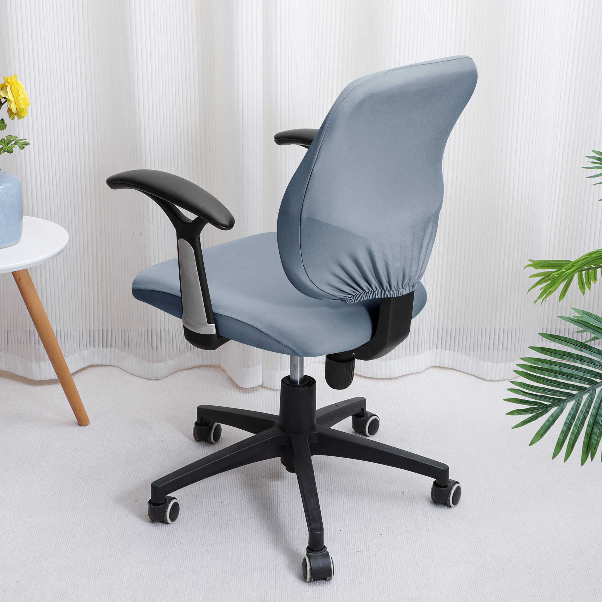 Elastic Stretch Universal Computer Armchair Chair Covers Solid Color Chair Protector(Seat Cover + Backrest Cover) Washable