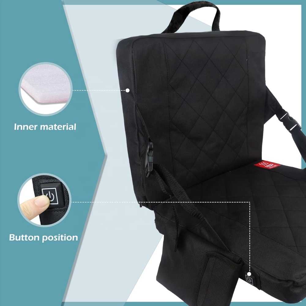 Foldable Heated Seat Outdoor Heating Backrest Cushion Heated Chair Cushion for Garden Camping Picnic Fishing
