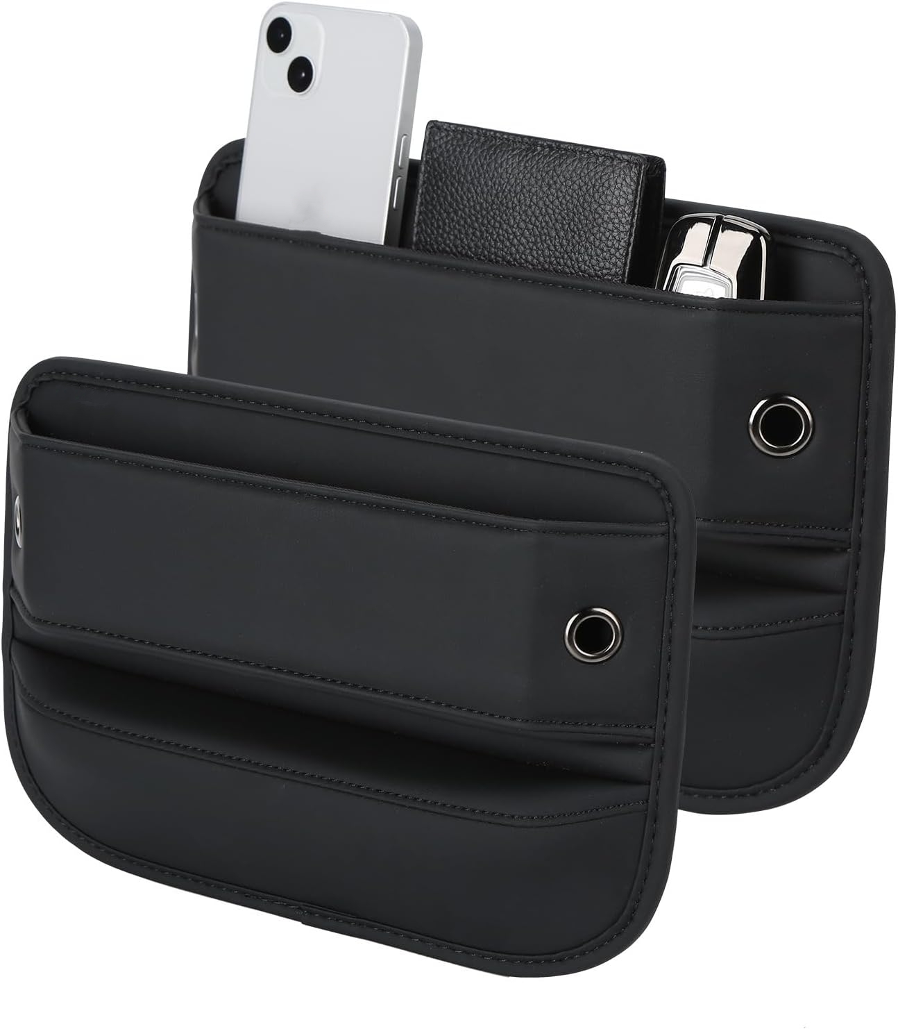 High Quality Leather Car Seat Gap Filler Multifunctional Car Front Seat Adjustable Storage Box, for Phones, Glasses, Keys, Card