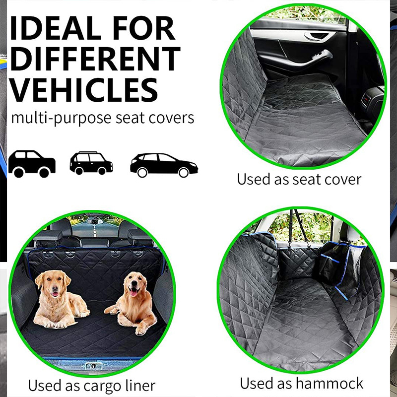Oxford Leather Dog Car Seat Cover Waterproof Dog Hammock with Strong Support Non-Slip Printed Back Seat Extender for Pets