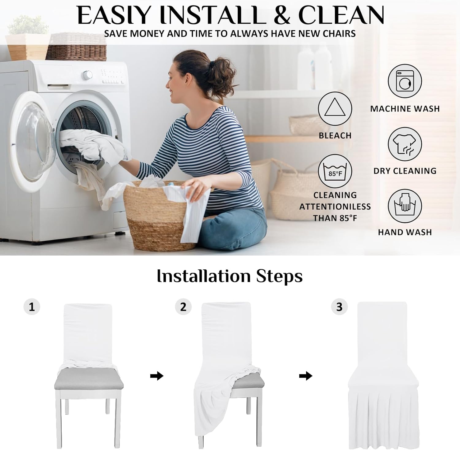 White Polyester Spandex Banquet Wedding White Chair Covers Hotel Meeting Elastic Chair Cover Dining Chair Covers