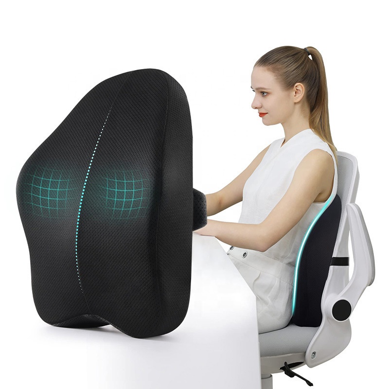 Premium Ergonomic Memory Foam Lumbar Support Pillow Breathable 3D Mesh Backrest Office Chair Car Orthopedic Cushion Sciatic Back