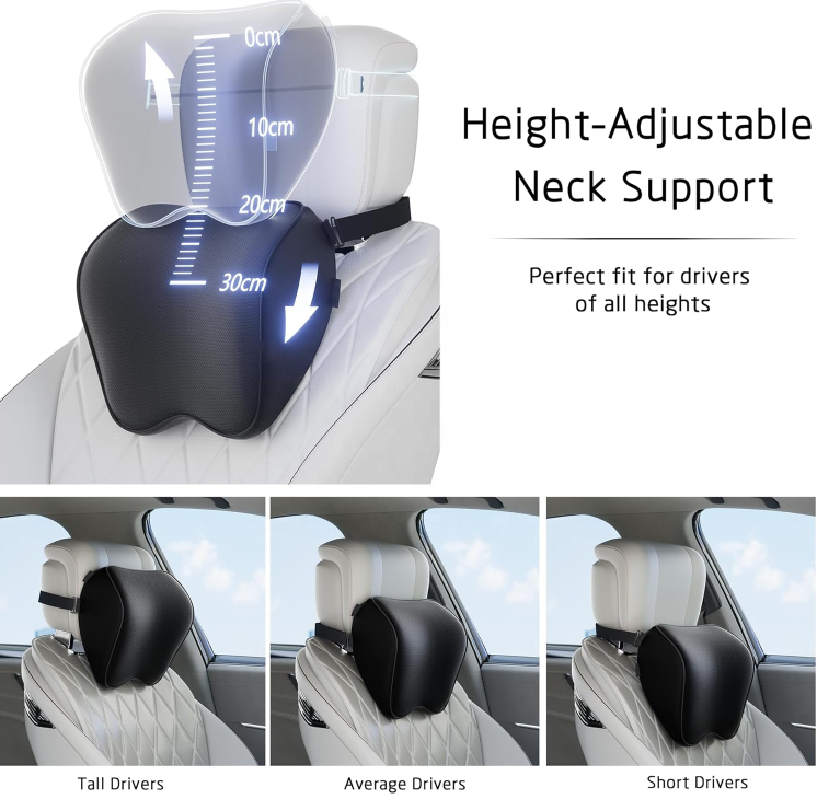 Ergonomic Memory Foam Car Headrest Pillow Soft Neck Support Cushion for Long Drive Comfort OEM ODM