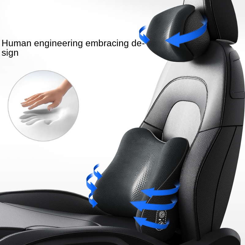 Luxury Car Accessories Heating Cooling Memory Foam Neck Pillow Headrest Waist Cushion Seat Toyota-made PU Leather Ventilation